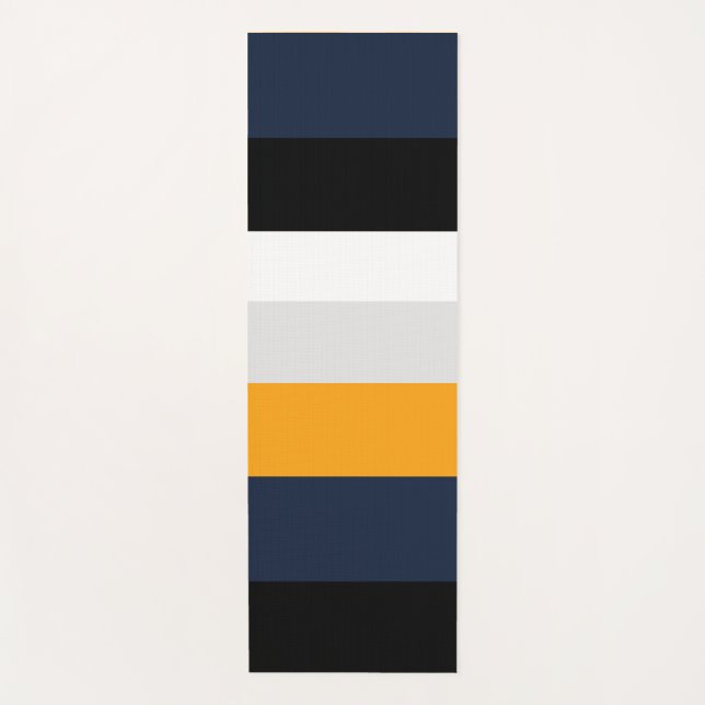 Esterilla De Yoga Rayas amarillas, azules, blancas y negras (Anverso)