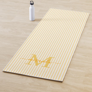 Esterilla De Yoga Rayas Amarillas y Blancas con Monograma