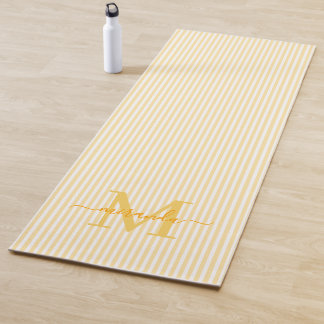 Esterilla De Yoga Rayas Amarillas y Blancas con Monograma