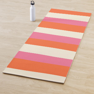 Esterilla De Yoga Rayas desiguales - rosa, Naranja y crema