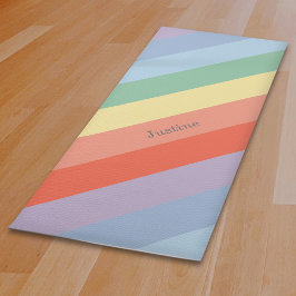 Esterilla De Yoga Rayas diagonales del arcoiris pasteles
