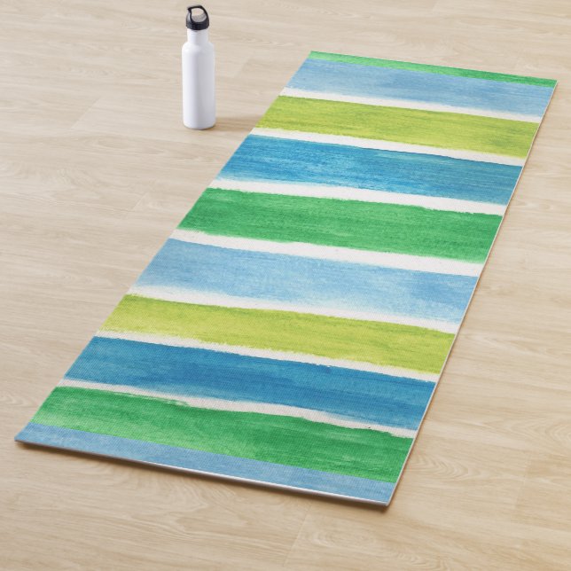 Esterilla De Yoga Rayas marinas: azul verde y blanco (In situ)