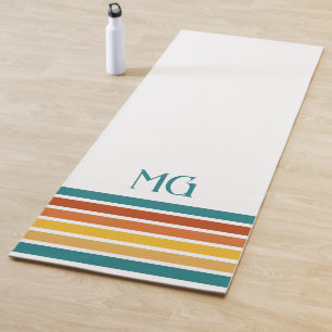 Esterilla De Yoga Rayas minimalistas con monograma retro