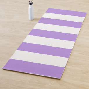 Esterilla De Yoga Rayas púrpuras, franjas blancas, patrón rayado