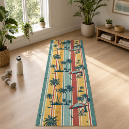 Esterilla De Yoga Rayas Retro Palmeras Tropicales