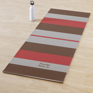 Esterilla De Yoga Rayas Rítmicas Líneas Horizontales Gris Rojo Marró