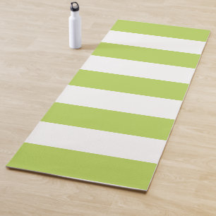 Esterilla De Yoga Rayas verdes, rayas blancas, patrón rayado