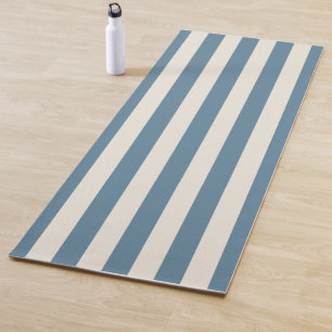 Esterilla De Yoga Rayas Verticales Azules y Crema