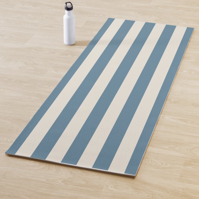 Esterilla De Yoga Rayas Verticales Azules y Crema (In situ)