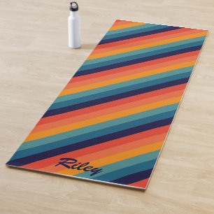 Esterilla De Yoga Rayo diagonal arco iris retro