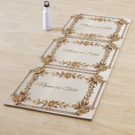 Esterilla De Yoga Rectángulo Ornato Dorado Flores de diamante brilla