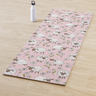 Esterilla De Yoga Recuento de ovejas en el algodón con caramelo rosa