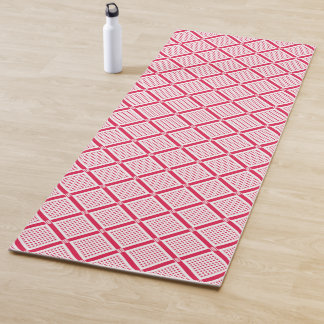 Esterilla De Yoga Red and white geometric checkered pattern retro