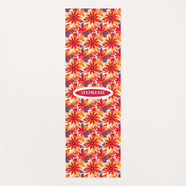 Esterilla De Yoga Red Daisy BOHO Tile moderno (Anverso)