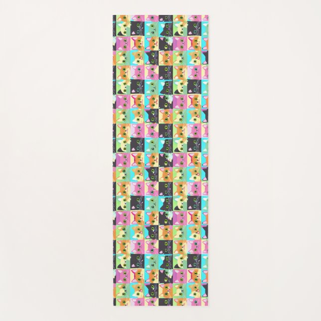 Esterilla De Yoga Regalo de gato | Patrón de gato kawaii (Anverso)