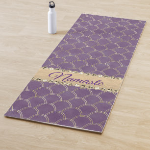 Esterilla De Yoga Relieve metalizado de imitación morado y dorado Pu