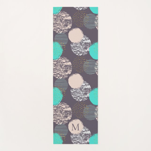 Esterilla De Yoga Resumen Círculos Patrón personalizado monograma yo (Anverso)