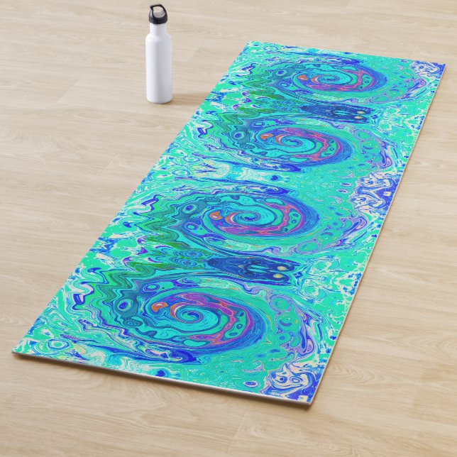 Esterilla De Yoga Resumen de Groovy Ocean Blue y Green Liquid Swirl (In situ)