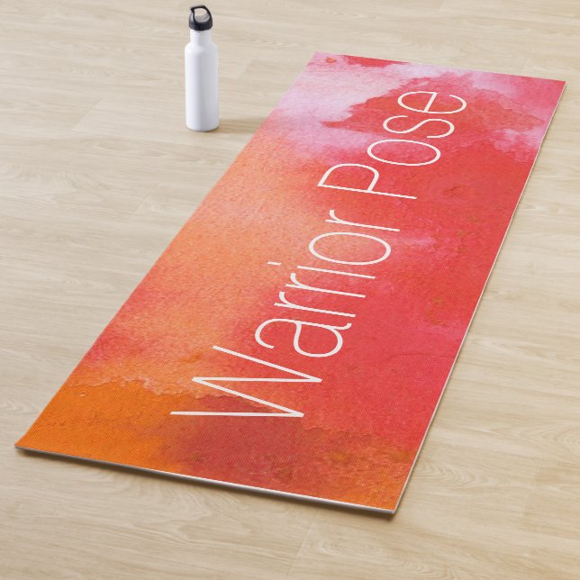 Esterilla De Yoga Resumen de la acuarela de Red Warrior Pose Mountai (In situ)