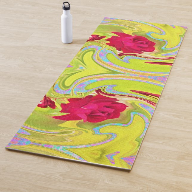 Esterilla De Yoga Resumen de la rosa roja en el remolino amarillo y  (In situ)