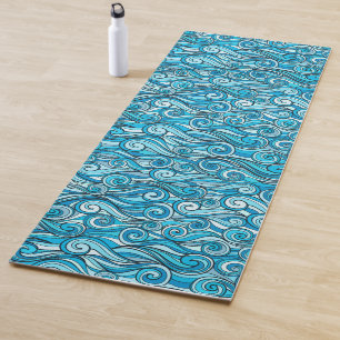 Esterilla De Yoga Resumen del patrón azul de las olas oceánicas