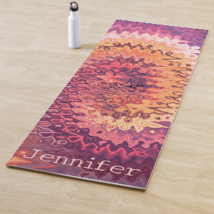 Esterilla De Yoga Resumen femenino Swirl Purple y nombre Naranja