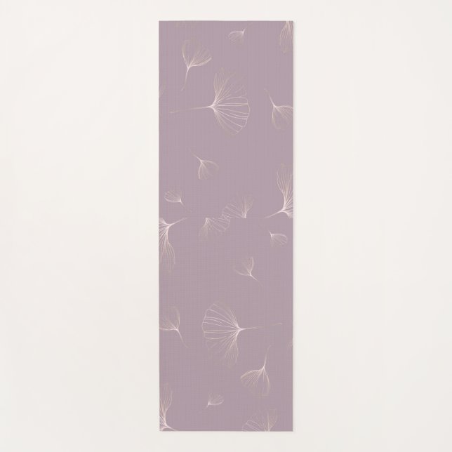 Esterilla De Yoga Resumen Ginkgo Biloba Rosa Botánico Oro (Anverso)