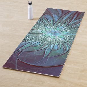 Esterilla De Yoga Resumen moderno Arte fractal de flor azul de moda