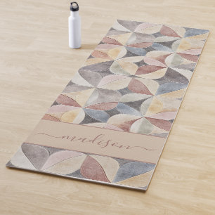 Esterilla De Yoga Resumen neutro en mosaico moderno Monograma