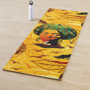 Esterilla De Yoga Retrato de mujer africana con puesta de sol