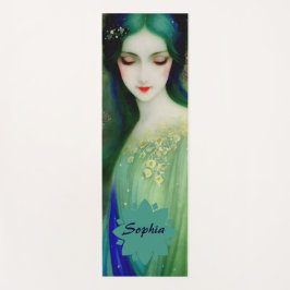 Esterilla De Yoga Retrato elegante de mujer fantastica en verde y az