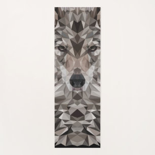 Esterilla De Yoga Retrato geométrico de lobo gris