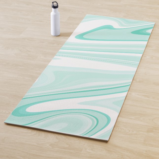 Esterilla De Yoga Retro Aqua Green Swirl Liquid Pintura Estética (In situ)