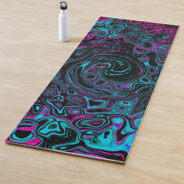 Esterilla De Yoga Retro Aqua Magenta y Black Abstract Swirl