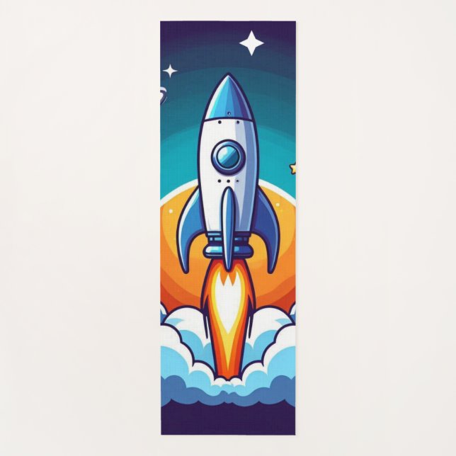 Esterilla De Yoga Retro, cohete espacial exterior (Anverso)