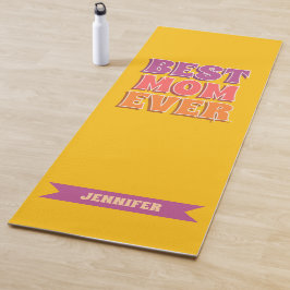 Esterilla De Yoga Retro Funky Colorful Best Mom Ever Custom Name 