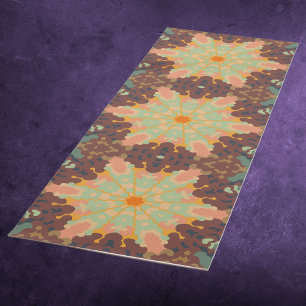 Esterilla De Yoga Retro Mandala Naranja verde y amarillo