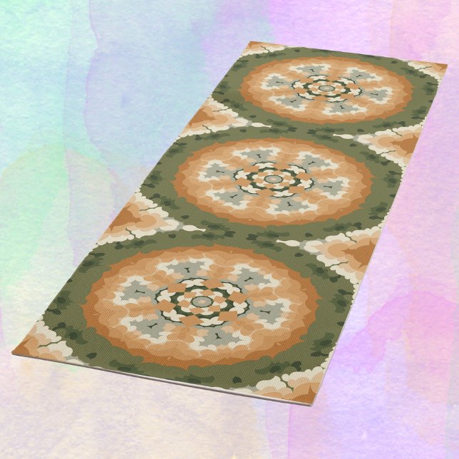 Esterilla De Yoga Retro Mandala Naranja Verde y Blanco (Subido por el creador)