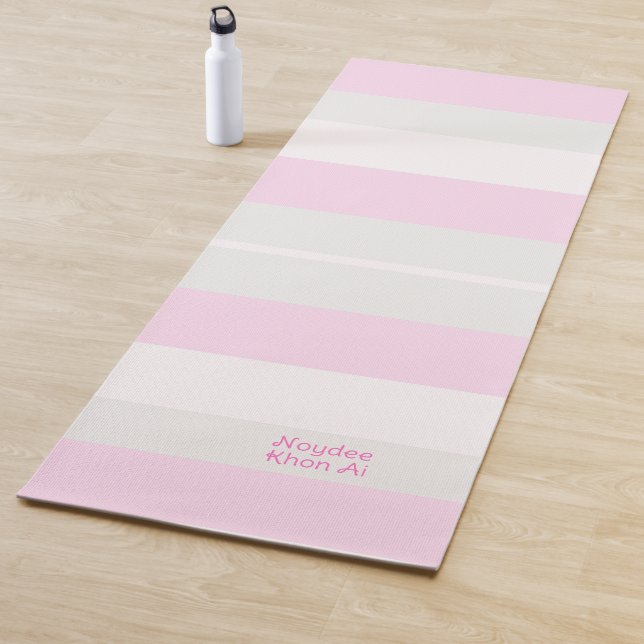 Esterilla De Yoga Rhythm Stripes Horizontal Lines Grey Pink White (In situ)