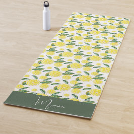 Esterilla De Yoga Rodajas De Limón Amarillo Verde Arte Acuarela