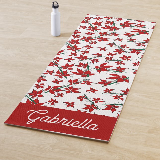 Esterilla De Yoga rojo floral botánico navideño (In situ)