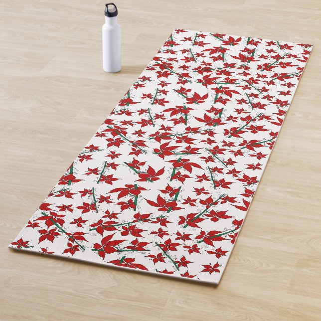 Esterilla De Yoga rojo floral botánico navideño (In situ)