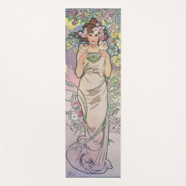 Esterilla De Yoga Rosa (Cuatro Flores), Alphonse Mucha (Anverso)