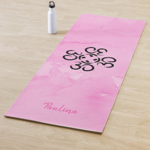 Esterilla De Yoga Rosa De Compass Om, Símbolos Aum De Acuarela Rosa