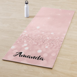 Esterilla De Yoga Rosa de nombre personalizado Purpurina rosado Girl