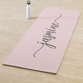 Esterilla De Yoga Rosa Rubor de Chica Escritura de Monograma Persona