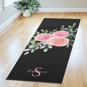 Esterilla De Yoga Rosas Negras Rosadas Personalizadas
