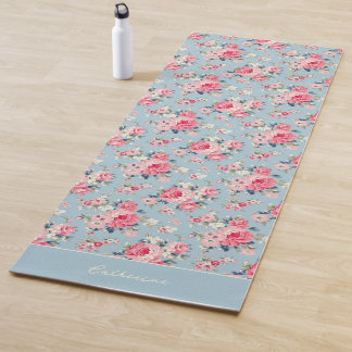 Esterilla De Yoga Rosas rosas rosadas personalizadas de cabaña sobre