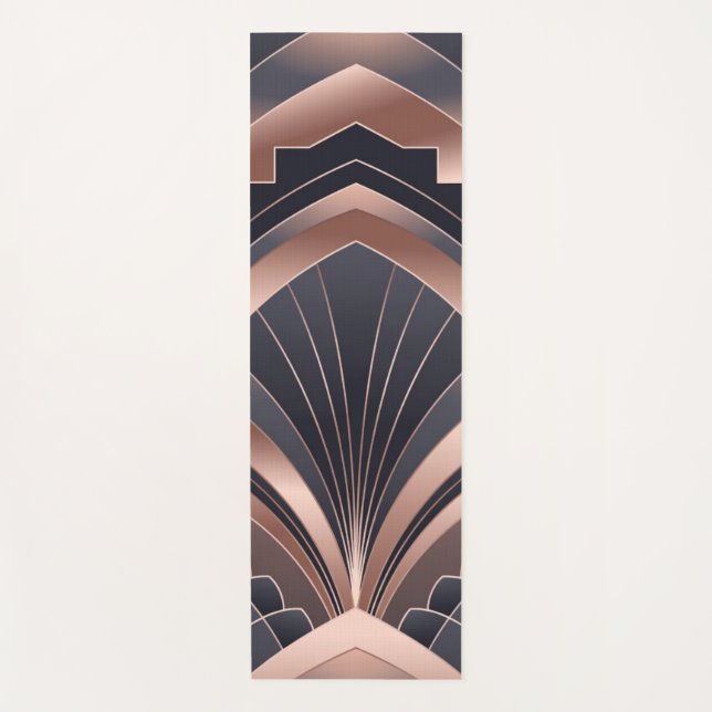 Esterilla De Yoga Rose Gold Navy Geometric Fan Neo Deco Art (Anverso)