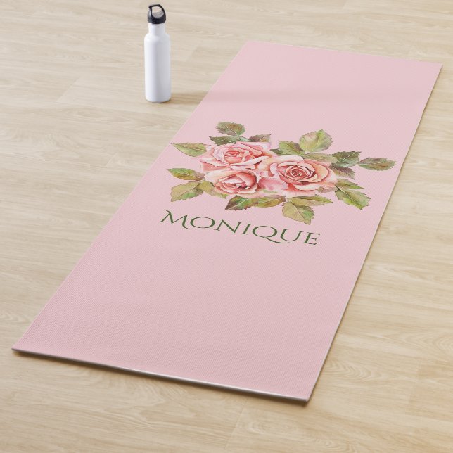 Esterilla De Yoga Roses rosadas de bonito personalizadas (In situ)